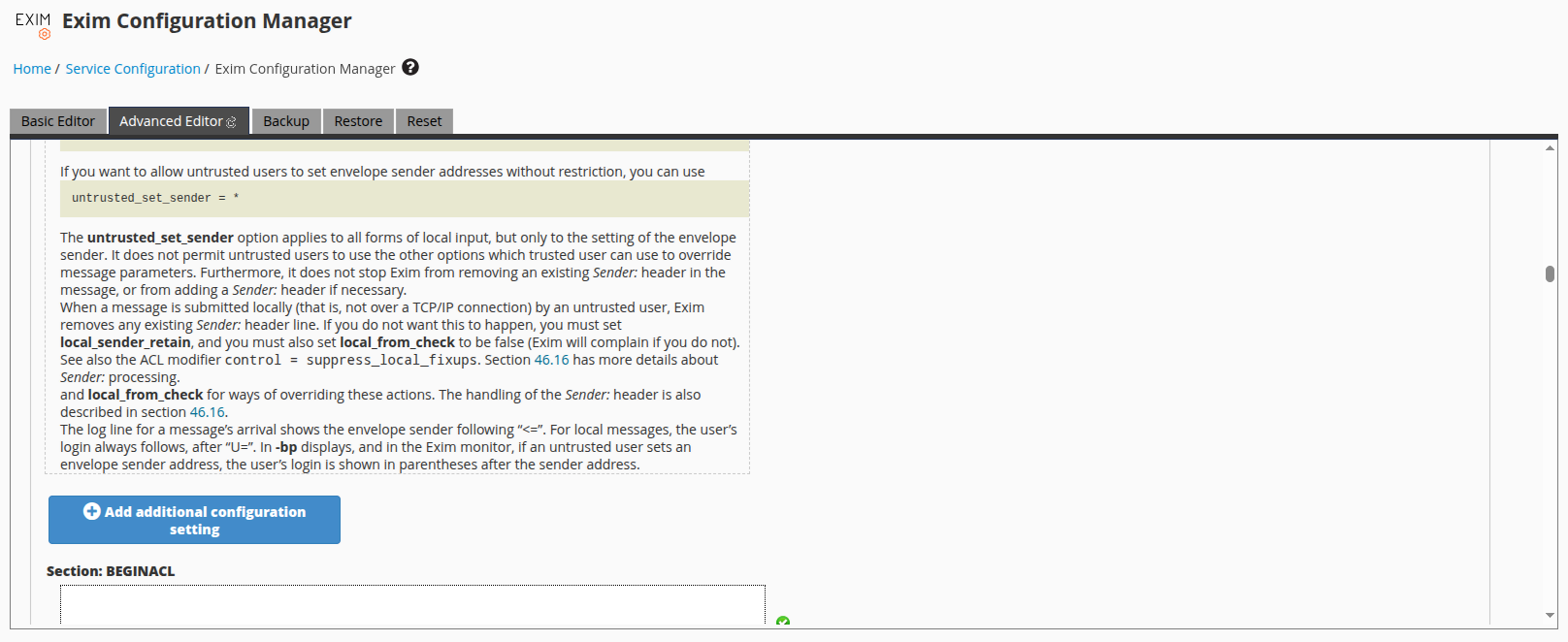Add a new configuration setting