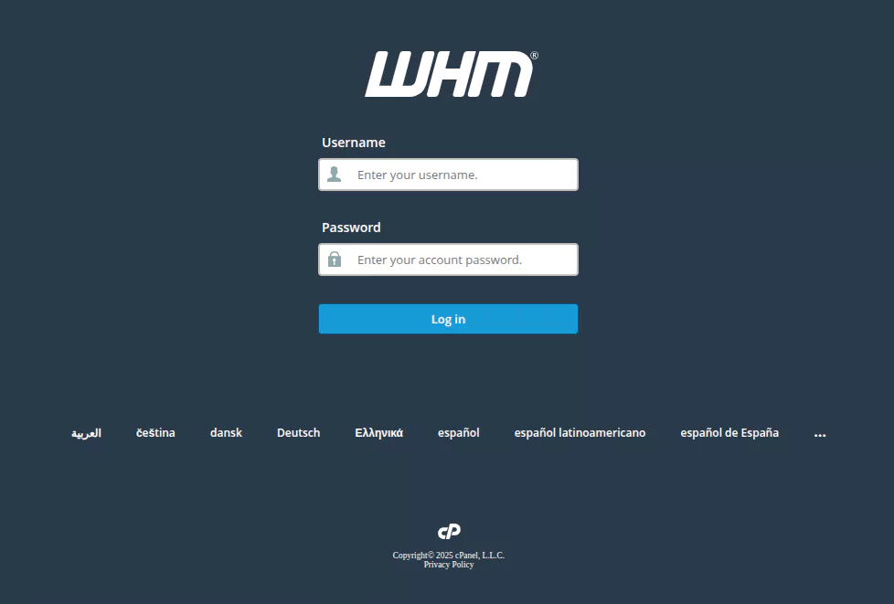 Log into whm